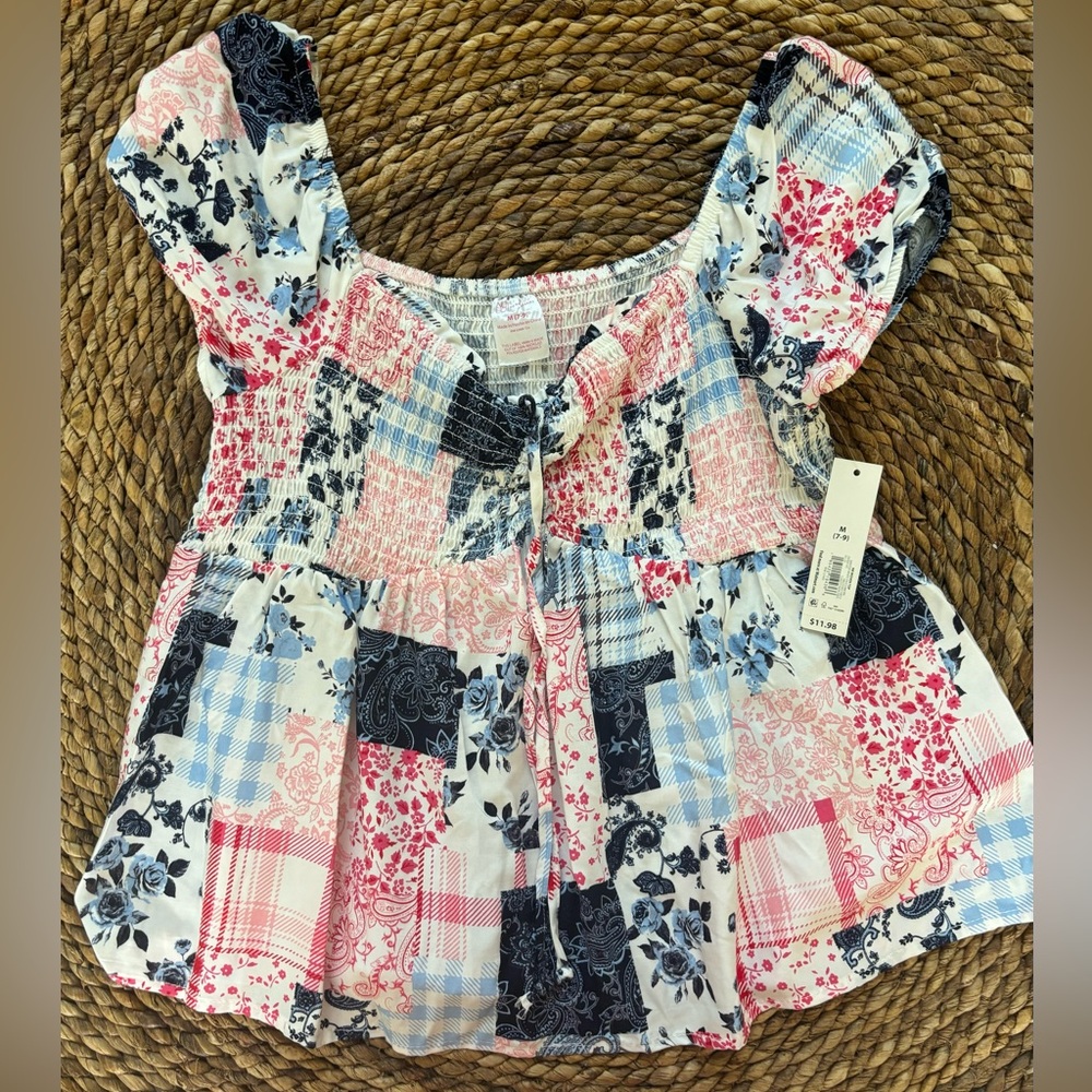 Patchwork Babydoll Top